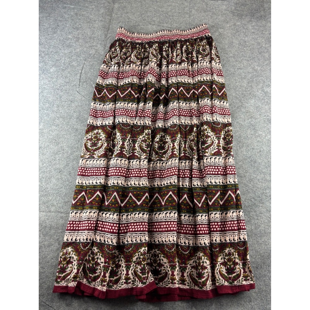 Girl Talk Boho Paisley Rayon Maxi Skirt Burgundy Hippie Whimsygoth Y2K Womens M
